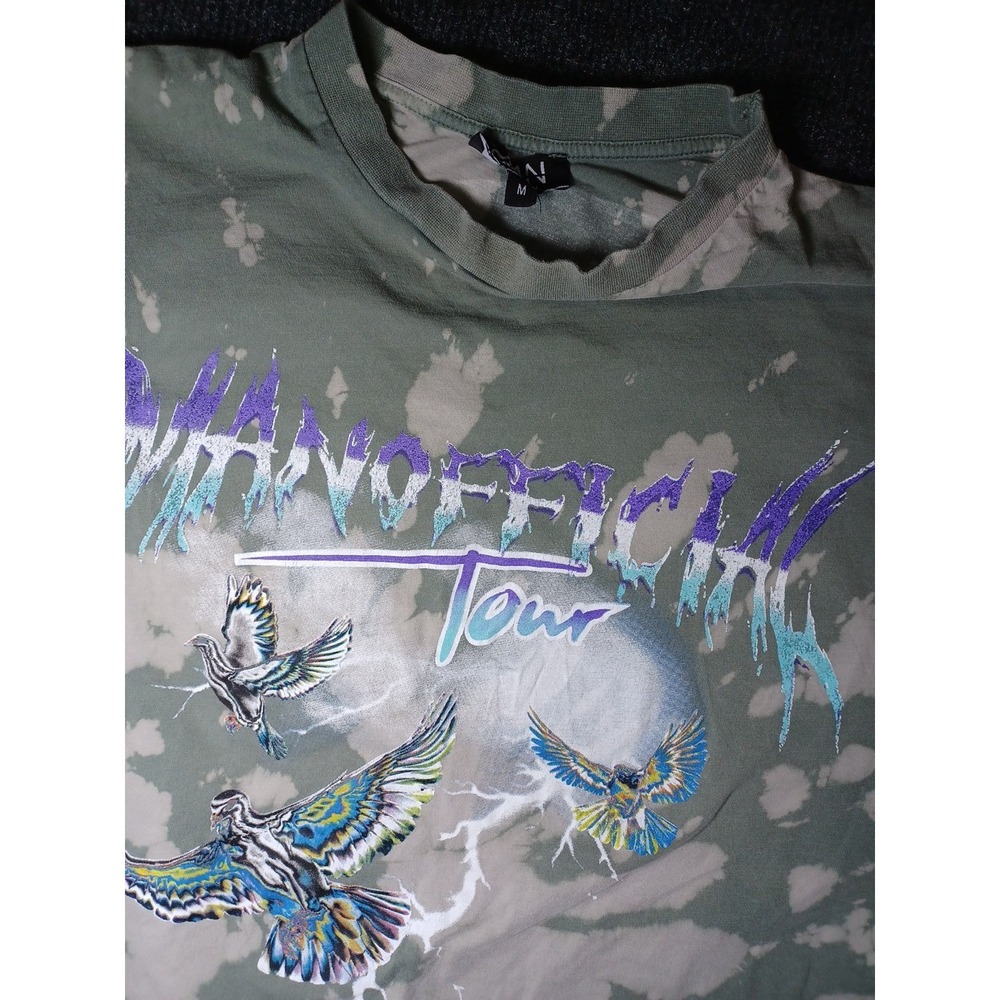 BoohooMan Short Sleeve Oversized Medium Grey Tie-dye Man Offical World Tour 2013